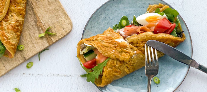Zalmwrap met ei, avocado en tomaatjes