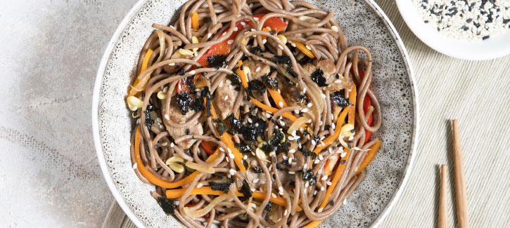 Spaghetti met paprika en nori