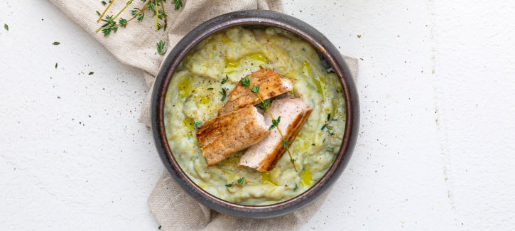 Gegrilde kipfilet met aubergine-tijmpuree