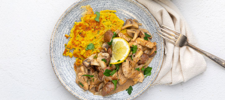 Geschnetzeltes van romige kip en champignons