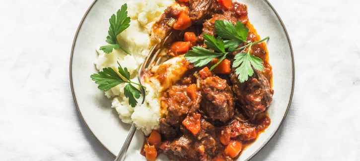 Aardappelpuree met stoofvlees