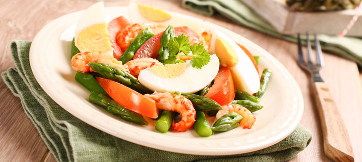 Aspergesalade met rivierkreeftjes