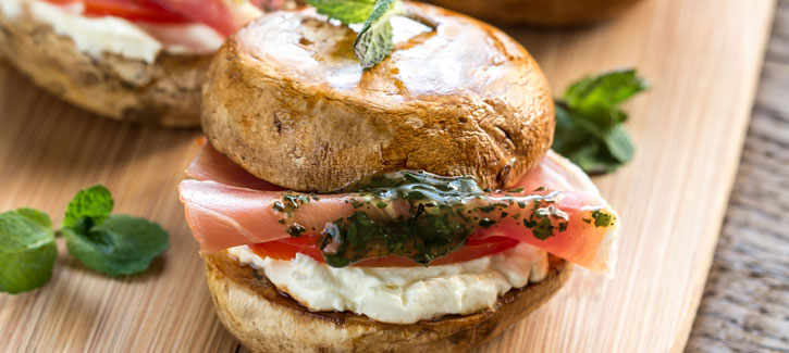 Portobello ham-geitenkaasburger