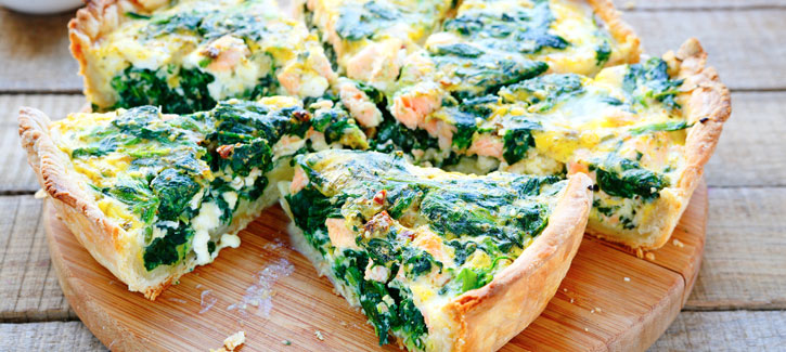 Quiche met spinazie en zalm