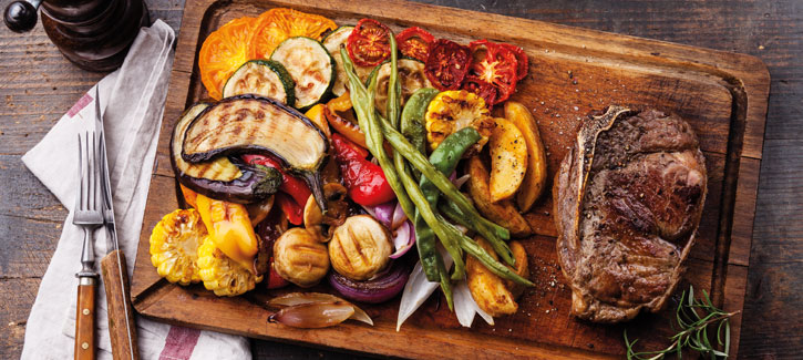Steak met gegrilde groentes