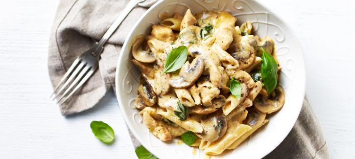 Romige penne met kip en champignons