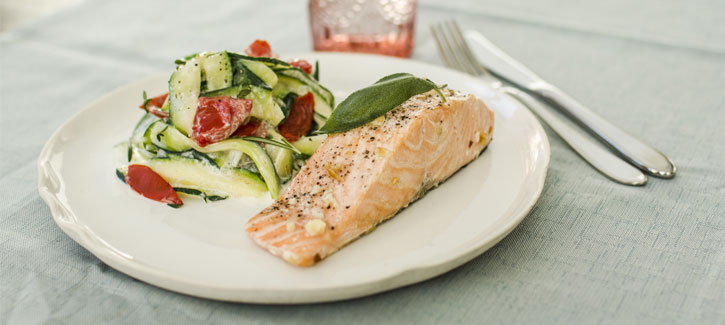 Courgettini met zalm