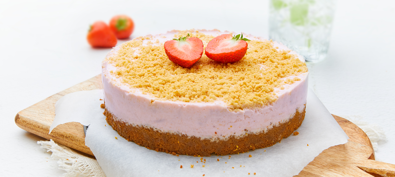 Vanille-aardbei cheesecake