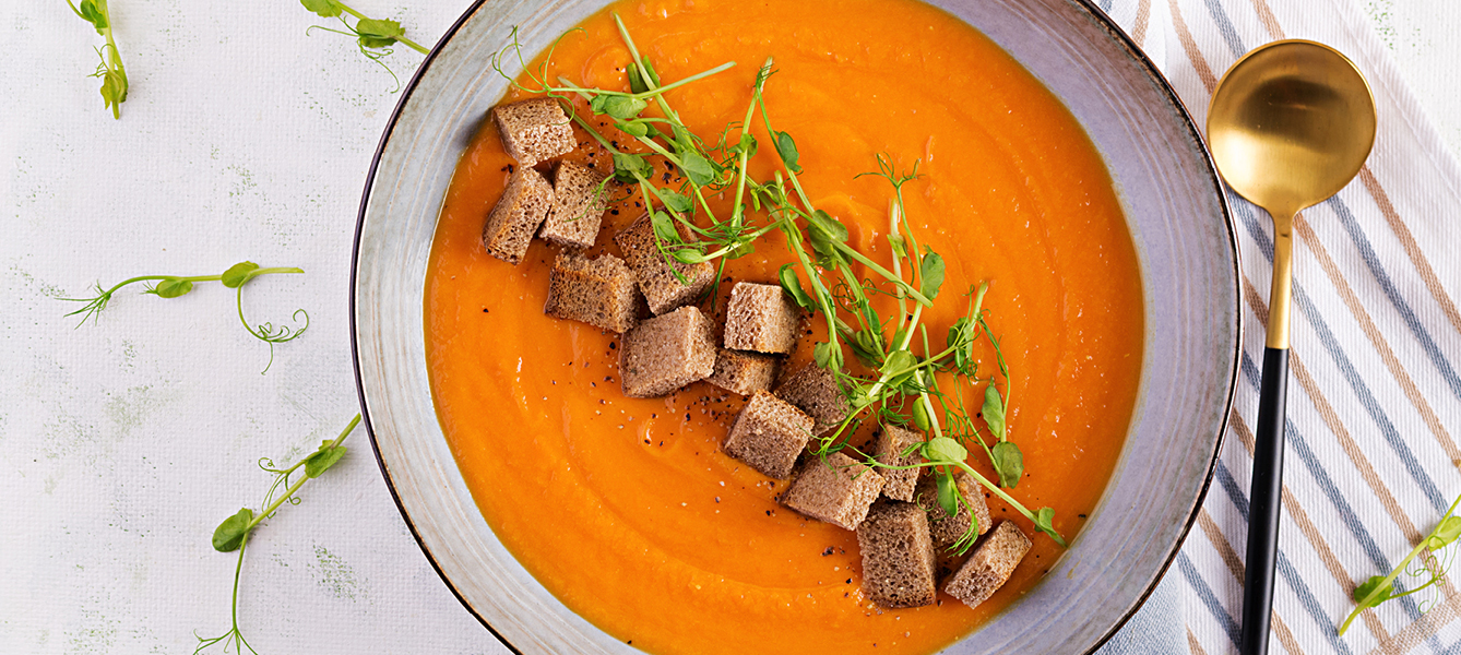 Pompoensoep met croutons