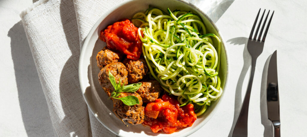 Courgetti met tartaarballetjes
