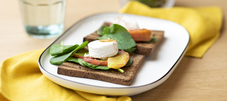 Geroosterd brood met geitenkaas en gebakken appel