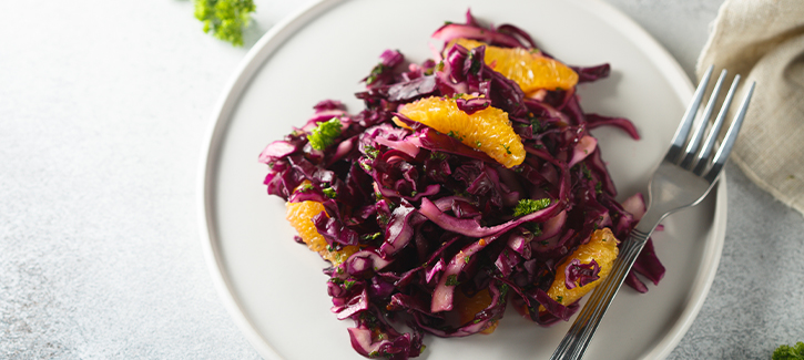 Rode koolsalade met mandarijn