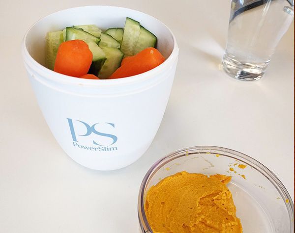 PowerSlim lunchpot met groente en hummus