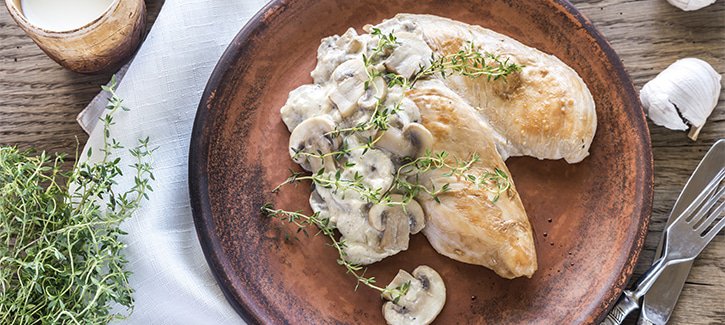 Kipfilet romige champignons - koolhydraatarme recepten PowerSlim
