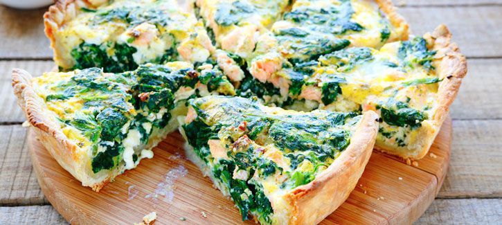 Quiche met spinazie en zalm
