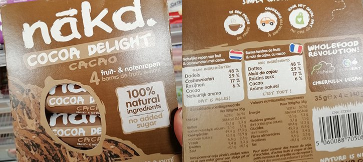 Voedingswaarde Nakd reep