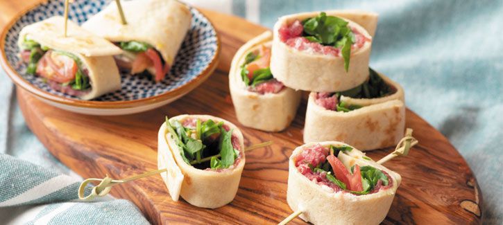 Wraprolletjes met carpaccio